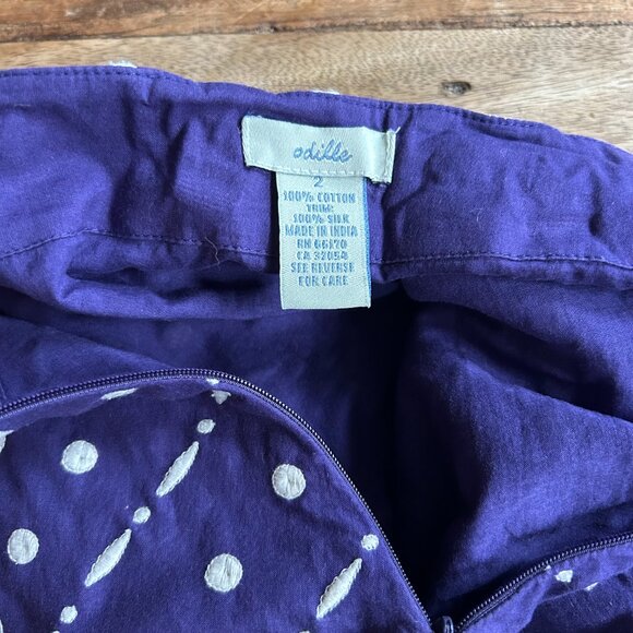 Anthropologie Odille Cotton & Silk Ruffle Bottom NAVY BLUE Midi Skirt SIZE 2 EUC - Picture 4 of 4